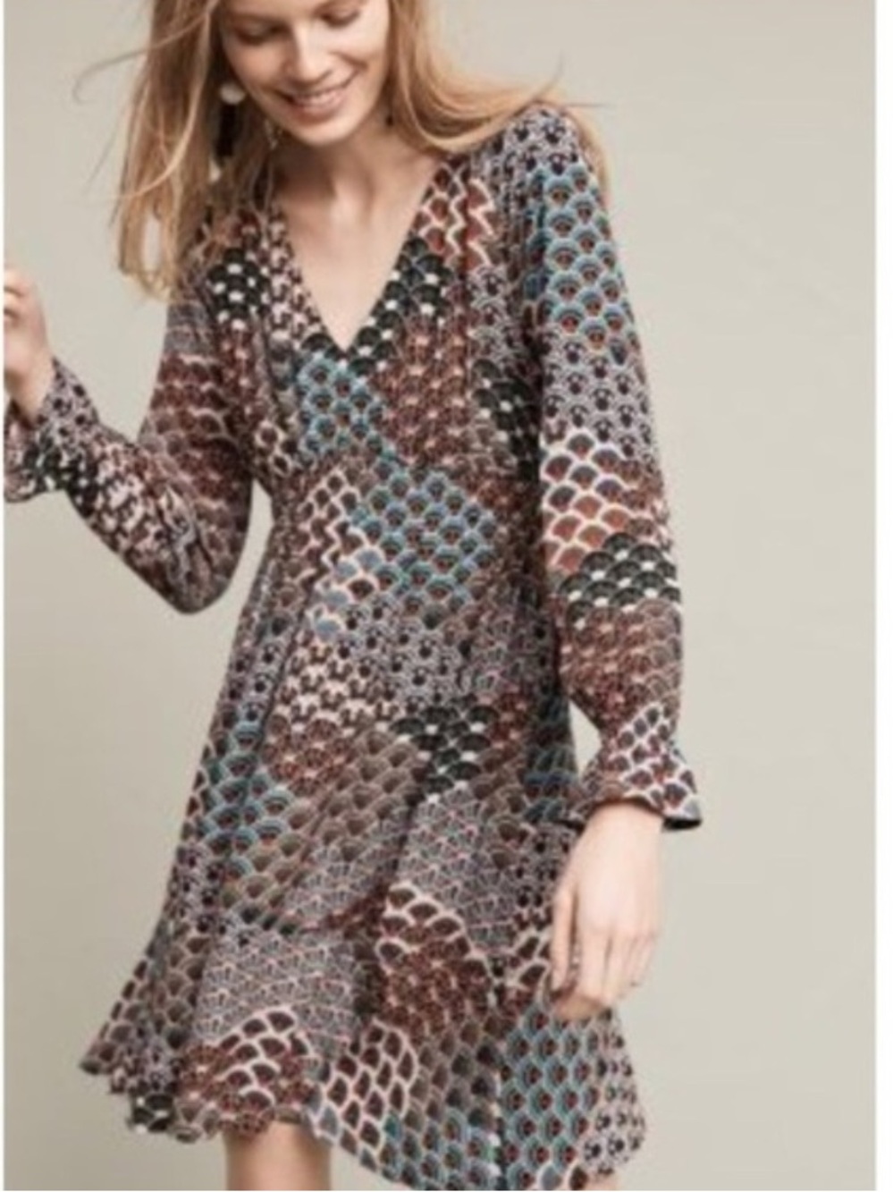 Anthropologie Maeve Monaco Empire Fan Print Dress, S
